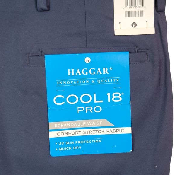 Haggar Cool 18 Pro Expandable Waist Active Outdoor Navy Golf Shorts Men's 42 - Picture 7 of 14